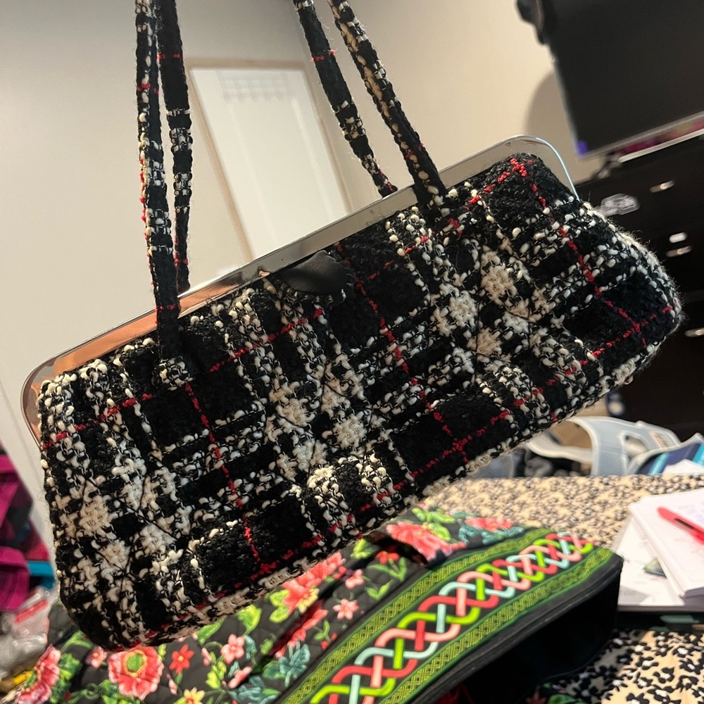 Vera Bradley Black and White Plaid Mini Bag
